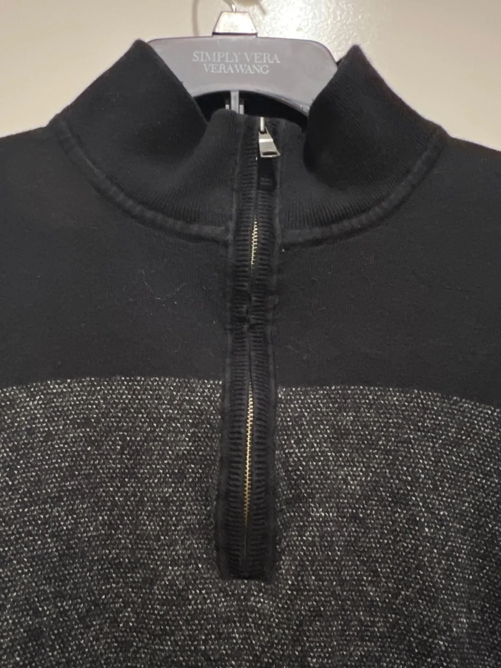 Banana Republic Men XL Black Gray Pima Cotton Cashmere 1/4 Zip Pullover Sweater